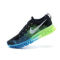 Nike Flyknit AIR MAX2014气垫跑步鞋耐克男鞋女鞋飞线运动鞋(黑草绿 42)