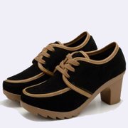 2013夏季新款时尚粗跟防水台圆头单鞋女式鞋拼色潮鞋(黑色 39码)