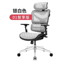 达宝利人体工学电脑椅网布办公椅家用椅子转椅电竞椅游戏椅躺椅D1(D1智享版（银白色） 旋转升降扶手)