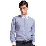 莱斯玛特LESMART 新款商务休闲纯棉衬衣条纹长袖衬衣 SW13382(蓝色 40)