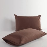 伊莲家纺 单件混搭系列 纯色枕套 10色可选(深咖啡)