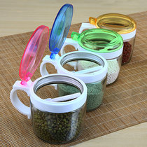 调味罐四件套 带盖玻璃盐罐玻璃调料罐套装厨房用品调味瓶 调料密封罐送勺子