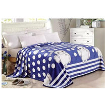 艾虎家居夏季午睡空调毯双层毛毯加厚法兰绒床单单人双人春秋盖毯(蓝色大白 2.0*2.3m)