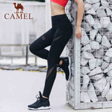 CAMEL骆驼女款瑜伽长裤 女款健身跑步针织紧身长裤 A7W1T6105(黑色 S)