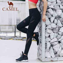 CAMEL骆驼女款瑜伽长裤 女款健身跑步针织紧身长裤 A7W1T6105(黑色 XL)