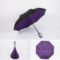 汽车反向雨伞折叠双层长柄男女晴雨遮阳礼品广告伞定制印LOGO(紫色)