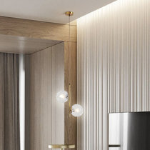 古娜北欧个性创意卧室玻璃金属球形全铜单头简约餐厅吧台床头吊灯灯具3515款(全铜本色+透明灯罩 E27)