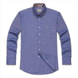 帛利（Baneberry）商务撞色领纯色长袖衬衫1007325 牛仔蓝 43