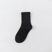 SUNTEK黑色袜子男女士中筒袜春秋款白色纯色冬季长袜女长筒袜情侣潮(均码（收藏优先发货） 黑色中筒（10双装）)