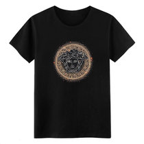 欧洲站美杜莎夏季2020新款潮流牌男士丝光棉烫钻短袖T恤大码体恤(M 黑色)