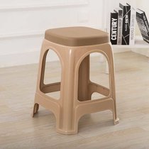 加厚塑料凳子家用板凳高凳时尚简约客厅餐桌塑胶椅经济型胶凳椅子(4个 大号卡其色带盖（高46CM）)