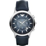 阿玛尼手表休闲时尚潮流皮带男士石英手表AR2473(蓝色 皮带)
