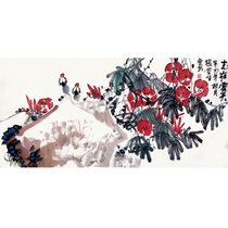 张金生  国画 花鸟画 水墨写意  瀚公 古风堂主人 牵牛花 鸟 横幅