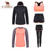 CAMEL骆驼女款瑜伽服 跑步健身运动针织时尚五件套女 A7W1U8144(桔色 S)