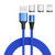 树虎新款编织磁吸数据线三合一拖三磁吸线磁吸充电线1米黑科技数据线(蓝色 赠三款磁吸头)