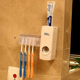 懒人全自动挤牙膏器带牙刷架 家用浴室情侣牙膏挤压器套装 白色 白色(白色)