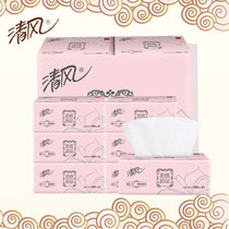 清风质感纯品2层6包抽取式面巾纸150抽 软抽纸巾餐巾纸特惠家庭装