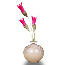欧式陶瓷 花瓶摆件小花瓶干花水培花器不含底座(8CM卡其结晶)