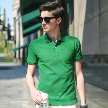 啄木鸟(tucano)【新疆棉纯棉】纯色休闲男士polo衫透气吸汗男士短袖
