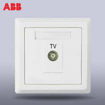 ABB开关插座面板德逸白色系列错位五孔三孔16A一二三开TV电脑插座86型一站购(一位电视AE301)