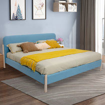北欧白蜡木双人床 简约软包坚固卧室家用家具 稳固静音进口松木架式大床(1.5加长床)