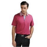 狄亚诺专柜 夏装新款休闲男士条纹短袖POLO衫(红色-62 175)