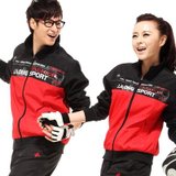 Jinsaier竞技龙新款情侣休闲运动套装男女款时尚舒适运动服T12283(男款红色 L)