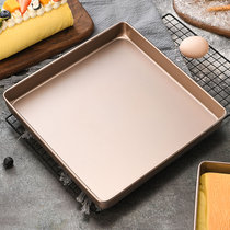 正方形蛋糕卷模具28cm不沾烤盘雪花酥牛轧糖饼干烤箱家用烘焙工具(正方形11英寸烤盘（送5米油纸） 默认版本)