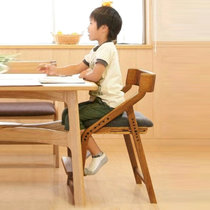 奥古拉 儿童学习椅 多功能升降学生椅 实木水曲柳 人体工程学设计舒适安全(深棕色木)