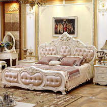 圣肯尼欧式家具 欧式床双人床 现代法式床 美式田园公主床 皮艺雕花(象牙白 1.8米床)