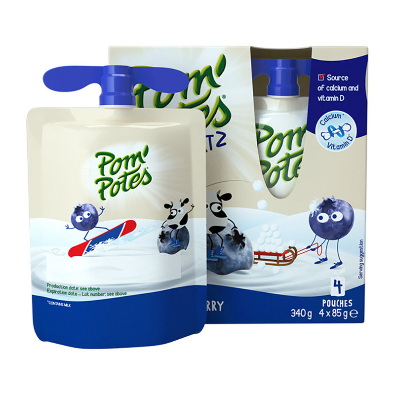 法优乐pompotes儿童飞机头酸奶宝宝零食非果泥蓝莓口味85g4袋乐娱购