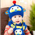 秋冬宝宝帽子男女婴儿帽子韩国儿童毛线帽围巾两件套0-3-6-12个月保暖(深蓝色)