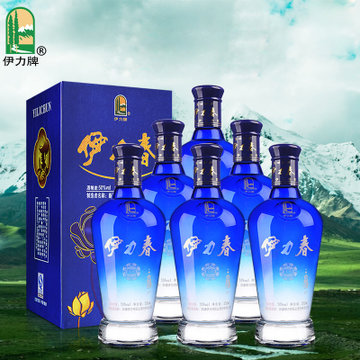 度伊力春藍鑽石500ml*6瓶伊力特白酒整箱口糧酒(1箱 整箱)【圖片 價格