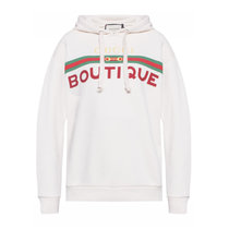 Gucci男女同款标志米白色连帽卫衣615061-XJCKX-9230L码米白色 时尚百搭