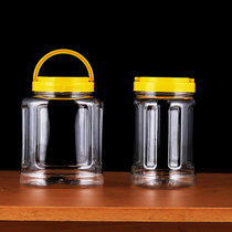 装蜂蜜的瓶子塑料瓶3斤/1100ml椭圆形干果瓶塑料瓶透明防潮密封罐(编织袋包装黄色80个瓶子 默认版本)
