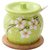 日式调料盒陶瓷装盐罐单个辣椒油罐猪油罐家用带盖调味罐放盐家用(浅绿色+木垫（送小勺）)
