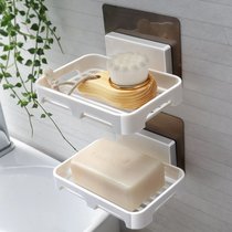 双层沥水香皂盒强力吸盘壁挂式创意卫生间浴室免打孔肥皂盒置物架(SQ-5050 两个装)