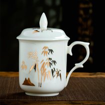 景德镇骨瓷简约陶瓷杯子水杯茶杯纯白色马克杯定制LOGO牛奶咖啡杯(竹(玉瓷))