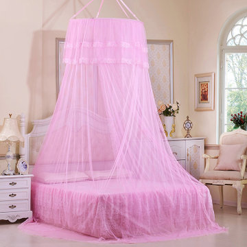 窝居坊吊顶蚊帐 圆顶蚊帐 公主吊挂式床幔 欧式加密蚊帐(来生缘粉色
