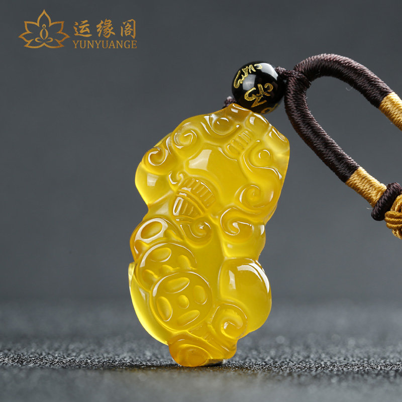 运缘阁开运幸运黄水晶貔貅手链男士开运皮丘转运珠情侣手串女款(貔貅