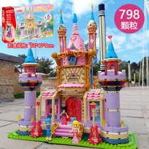 XINLEXIN 正版授权叶罗丽公主儿童积木城堡过家家玩具女孩益智玩具孔雀城堡 颜色丰富 贴合紧密