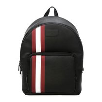 超市-奢侈品/双肩包BALLY巴利男士黑色红白条纹防水帆布双肩背包6226251(黑色)