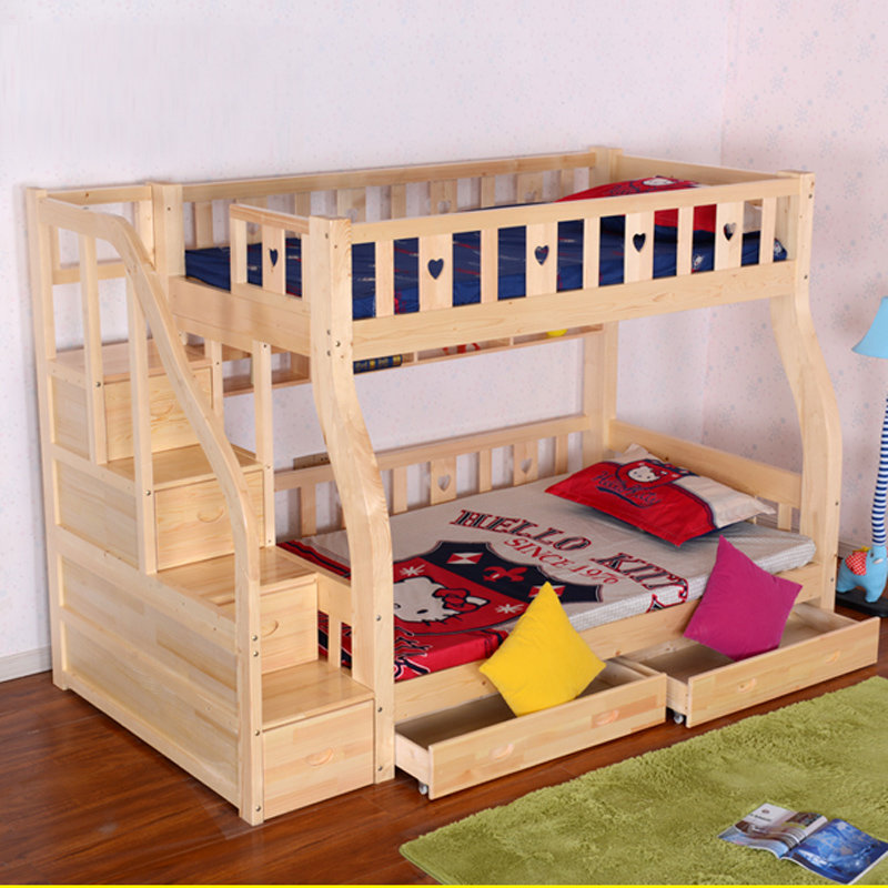 雅菲阁-实木儿童床 子母床 上下高低床 双层床 松木可储物(提柜上1米