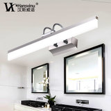 现代简约LED镜前灯不锈钢防水浴室卫生间镜前灯化妆镜柜灯壁灯HS803002(中号暖白58CM 9W)