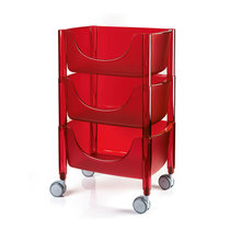意大利 Guzzini 厨房置物架收纳车水果蔬菜收纳筐收纳架可移动推车 真快乐厨空间(红色)