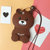 OPPO R11plus手机壳r11plus可爱卡通硅胶防摔女款全包边创意猫咪(小棕熊+同款绳)