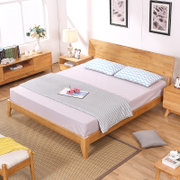 圣肯尼家具 北欧全实木床 现代简约卧室双人大床 日式白橡木双人床(原木色 1.5m床)