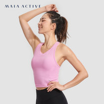 MAIAACTIVE SEAMLESS无缝带胸垫瑜伽背心二合一运动内衣BR019(L 淡茜粉)