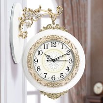 宝丽欧式双面挂钟客厅创意艺术两面装饰实木现代壁钟表静音大挂表(20英寸（直径50.5厘米） 923大号白欧式经典)