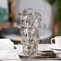 新款花瓶轻奢摆件透明电镀水晶玻璃水养插花酒店餐桌装饰北欧风格(波西米亚小号（香槟色） 大)